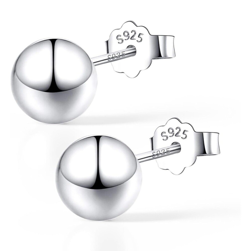 925 Silver Ball Stud Earrings 5mm Hypoallergenic Jewelry Round Silver Gift box